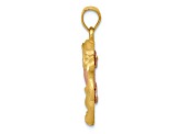 14k Yellow Gold and 14k Rose Gold Diamond-Cut and Satin Cat Charm