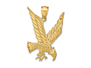 14k Yellow Gold Diamond-Cut Eagle Pendant