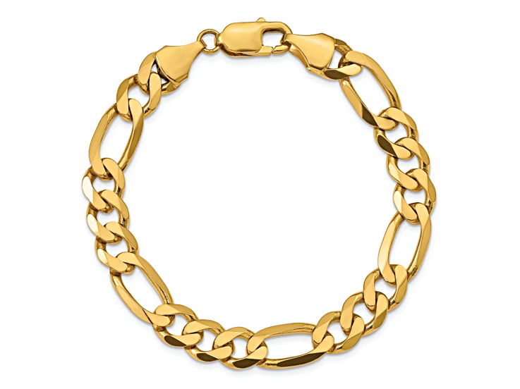 14K Yellow Gold 8.75mm Flat Figaro Chain Bracelet - 18JXZB | JTV