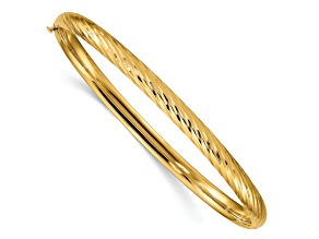 10k Yellow Gold 4.75mm Textured Hinged Bangle