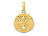 14k Yellow Gold Polished and Textured Sand Dollar Pendant