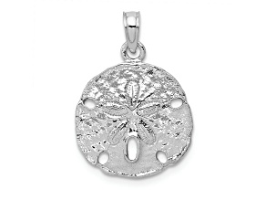 Rhodium Over 14k White Gold Polished and Textured Sand Dollar Pendant