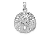 Rhodium Over 14k White Gold Polished and Textured Sand Dollar Pendant