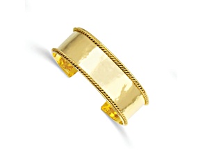 14K Yellow Gold Rope Edge 22mm Cuff Bangle