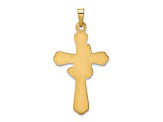 14K Yellow Gold with Rhodium Polished Hollow Praying Hands Cross Pendant