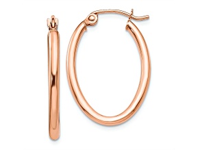 10k Rose Gold 1" Oval Hoop Earrings