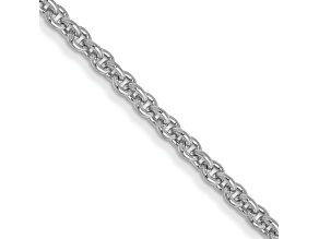 Rhodium Over 10k White Gold 1.4mm Solid Round Open Link Cable 24 Inch Chain