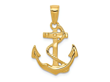Picture of 14k Yellow Gold Solid Polished Anchor Pendant