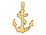 14k Yellow Gold Solid Polished Anchor Pendant