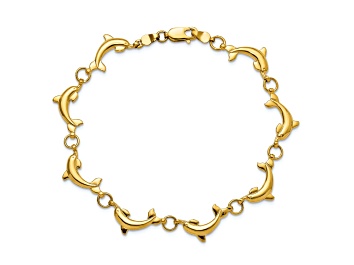 Picture of 14k Yellow Gold Polished Dolphin Bracelet