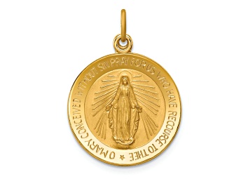Picture of 14k Yellow Gold Solid Polished and Satin Small Round Miraculous Medal Pendant