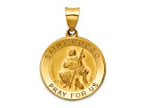 14K Yellow Gold Polished/Satin St. Rocco Hollow Medal Pendant