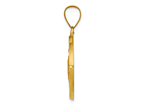 14K Yellow Gold Polished/Satin St. Rocco Hollow Medal Pendant