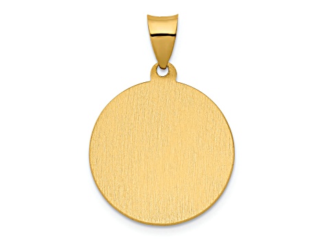 14K Yellow Gold Polished/Satin St. Rocco Hollow Medal Pendant