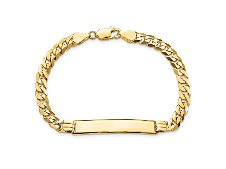 10k Yellow Gold Flat Curb Link ID Bracelet - 18LLXB | JTV