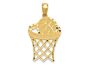 14k Yellow Gold Diamond-Cut Basketball Pendant