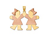 14k Yellow Gold and 14k Rose Gold Satin Large Double Girls Charm