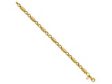 14K Yellow Gold Polished and Grooved Fancy Link Men's Bracelet