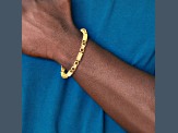 14K Yellow Gold Polished and Grooved Fancy Link Men's Bracelet