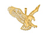 14k Yellow Gold Textured and Diamond-Cut Large Eagle Pendant