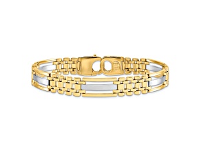 14K Two-tone Gold Polished and Satin 9.25mm Men's Bracelet
