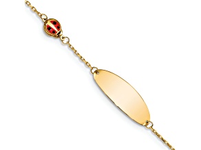 14k Yellow Gold Children's Enamel Ladybug ID Bracelet