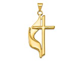 14K Yellow Gold Polished Cross with Drape Pendant