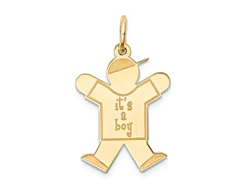 Picture of 14k Yellow Gold Satin Boy with Cap on Left Charm