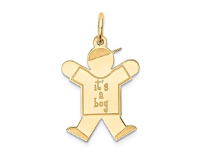 14k Yellow Gold Satin Boy with Cap on Left Charm