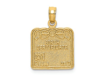 Picture of 14k Yellow Gold Textured Birth Certificate Charm