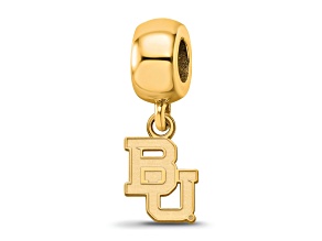 14K Yellow Gold Over Sterling Silver LogoArt Baylor University Extra Small Dangle Bead