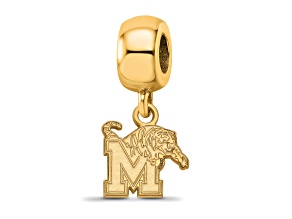 14K Yellow Gold Over Sterling Silver LogoArt University of Memphis Extra Small Dangle Bead