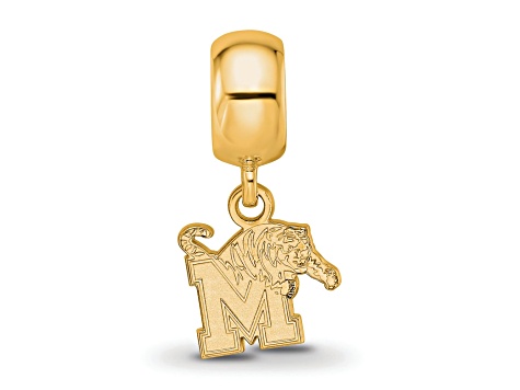 14K Yellow Gold Over Sterling Silver LogoArt University of Memphis Extra Small Dangle Bead