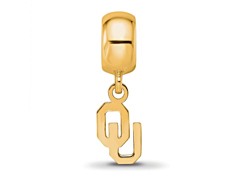14K Yellow Gold Over Sterling Silver LogoArt University of Oklahoma Extra Small Dangle Bead