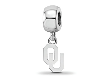 Picture of Sterling Silver Rhodium-plated LogoArt University of Oklahoma XS Dangle Bead