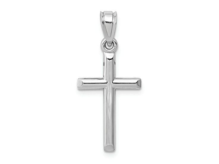 Rhodium Over 14k White Gold Cross Pendant