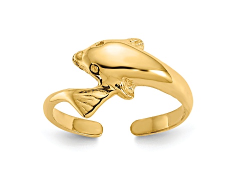 14K Yellow Gold Dolphin Toe Ring