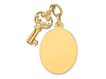 Picture of 14k Yellow Gold Polished Disc and Key Charm Pendant
