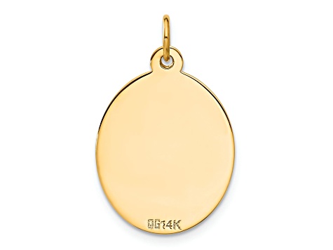 14k Yellow Gold Polished Disc and Key Charm Pendant