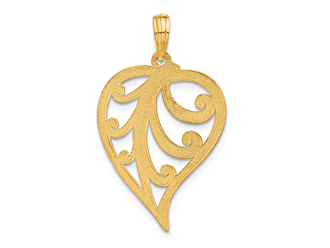 14k Yellow Gold Polished Leaf Pendant - 18Q7JA | JTV