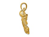 14k Yellow Gold Polished Textured Dolphin and Octopus Pendant
