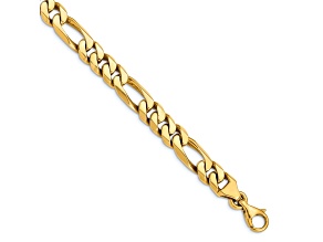 14k Yellow Gold 8mm Hand Polished Figaro Link Bracelet