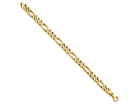 14k Yellow Gold 8mm Hand Polished Figaro Link Bracelet