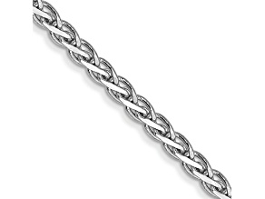 Rhodium Over 14k White Gold 1.9mm Solid Flat Wheat 16 Inch Chain