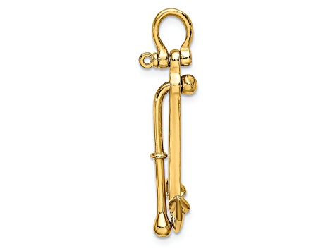 14k Yellow Gold Polished Anchor 2-Piece Moveable Pendant