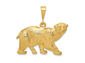 14k Yellow Gold Textured Polar Bear Pendant
