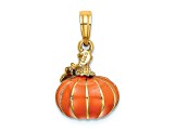 14k Yellow Gold 3D Enameled Pumpkin Pendant