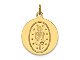 14K Yellow Gold Solid Polished and Satin Round Miraculous Medal Pendant