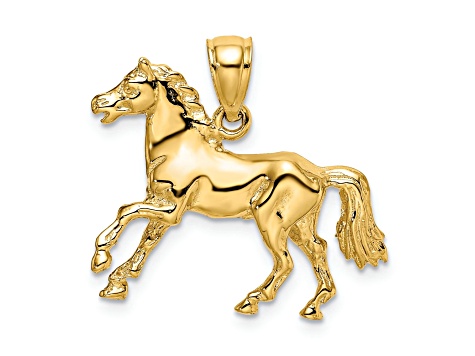 14k Yellow Gold 3D Horse Charm