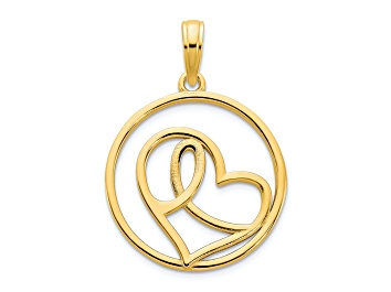Picture of 14k Yellow Gold Heart Circle Pendant